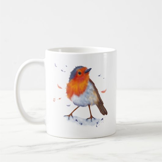 Tasse de café de Robin. Conception d'aquarelle. (Gauche)
