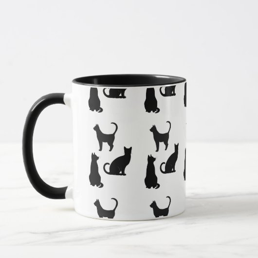 Tasse de café de silhouette de chat d'amusement (Gauche)