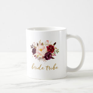 Tasse de café de tribu de jeune mariée - florale,