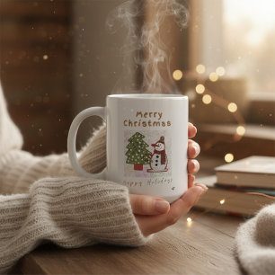 Tasse de café de vacances de bonhomme de neige joy