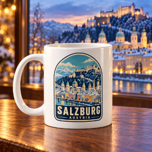 Tasse de café de voyage hivernal vintage de Salzbo