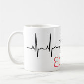Tasse de café d'écho avec l'ECG et le coeur (Gauche)