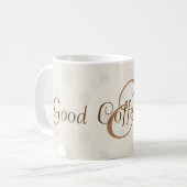 Tasse de café décorée d'un monogramme de points (Devant gauche)