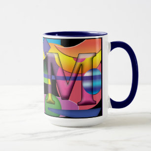 Tasse de café décorée d'un monogramme de RM