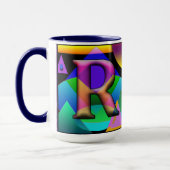 Tasse de café décorée d'un monogramme de RM (Gauche)