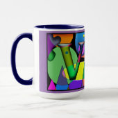 Tasse de café décorée d'un monogramme de "V" et de (Gauche)