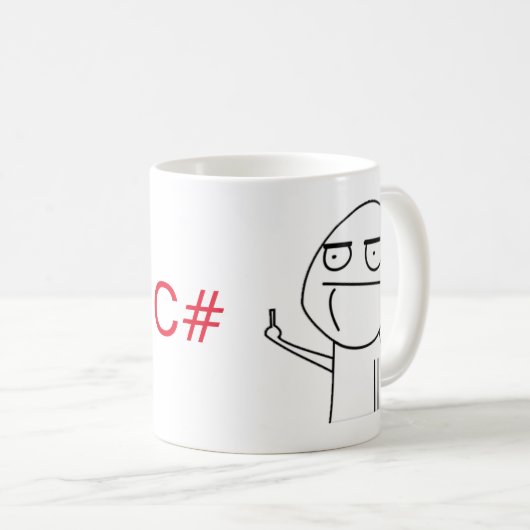 Tasse de café des programmeurs de C# de doigt (Devant droit)