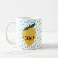 Tasse de café dessin animé points citriques citron