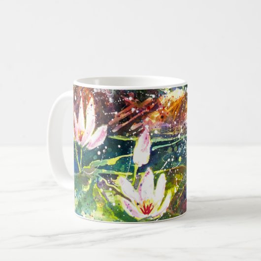Tasse de café d'impression d'aquarelle d'étang de (Devant gauche)