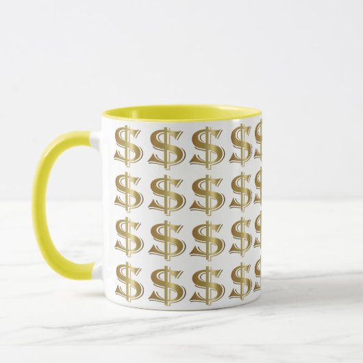 Tasse de café d'or de symbole dollar (Gauche)