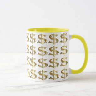 Tasse de café d'or de symbole dollar
