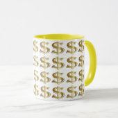 Tasse de café d'or de symbole dollar (Devant droit)