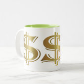 Tasse de café d'or géante de symbole dollar (Devant gauche)