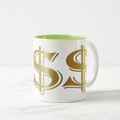 Tasse de café d'or géante de symbole dollar (Devant droit)