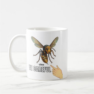 Tasse de café drôle Attention Guêpe Nom personnali