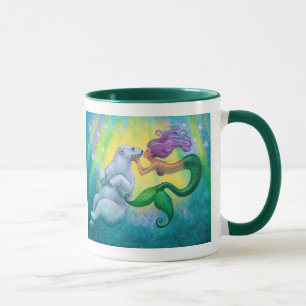 Tasse de café drôle de baiser d'ours blanc de