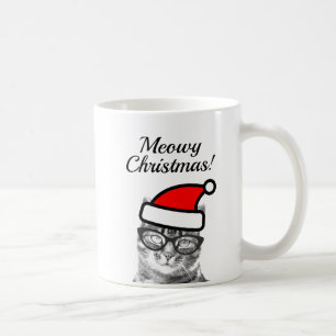 Tasse de café drôle de chat de Père Noël de No
