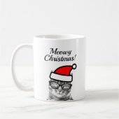 Tasse de café drôle de chat de Père Noël de Noël (Gauche)