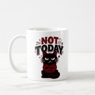 Tasse de café drôle de chat noir grincheux Pas auj