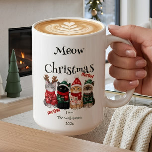 Tasse de café drôle de chats de Noël festive