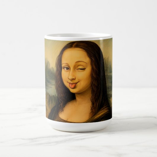Tasse de café drôle de Mona Lisa faisant un clin d (Centre)