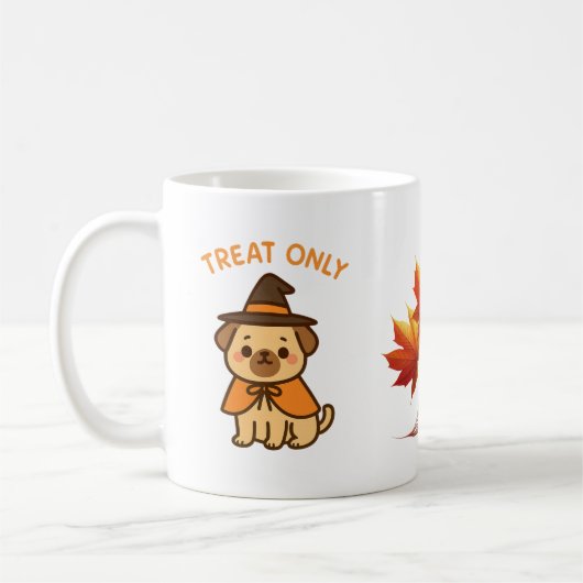 Tasse de café drôle de Pug sorcière Halloween (Gauche)
