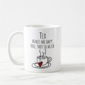 Tasse de café drôle de thé me rend heureux (Gauche)