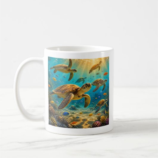 Tasse de café drôle de tortues de mer (Gauche)