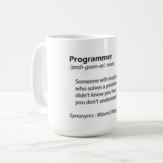 Tasse de café drôle - définition de programmeur - (Devant gauche)