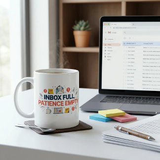 Tasse de café drôle pour bureau avec boîte de réce