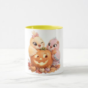 Tasse de café duo d'oiseaux mignons Halloween