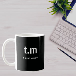 Tasse de café élégante minimaliste monogramme noir