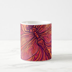 Tasse de café en art abstrait libellule coucher de