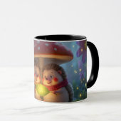 Tasse de café en bois joli hérisson champignon (Devant droit)