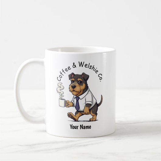 Tasse de café en costume d'affaires drôle de chien (Gauche)