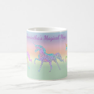 Tasse de café en pastel de licorne d'arc-en-ciel