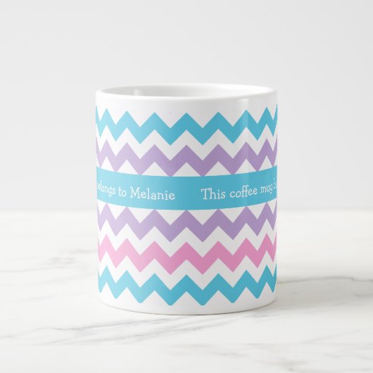 Tasse de café enorme faite sur commande, chevrons (Devant)