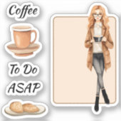 Tasse de café et autocollant plante fille (Recto)