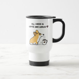 Tasse de café et de voyage de Corgis - rouge et