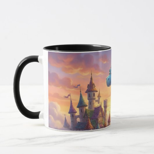 Tasse de café fantaisie de joli dragon bleu (Gauche)