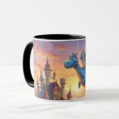 Tasse de café fantaisie de joli dragon bleu (Devant gauche)