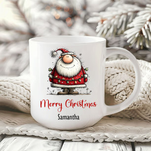 Tasse de café festive avec Santa de dessin animé e