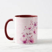 Tasse de café Fleurs roses à l'aquarelle (Gauche)