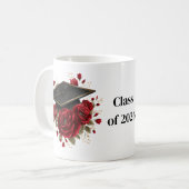 Tasse de café Fleurs Rouges Diplômé (Devant gauche)