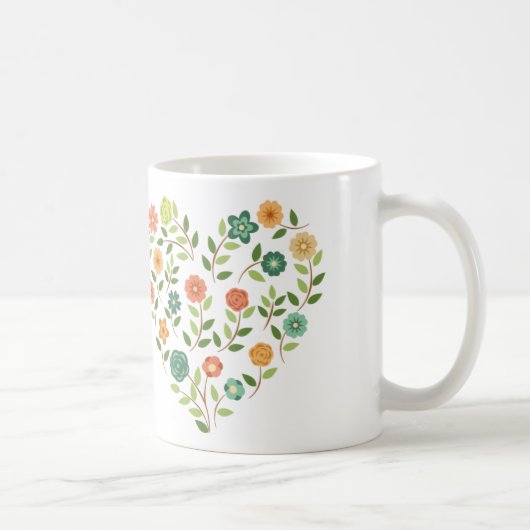 Tasse de café florale de coeur (Droite)