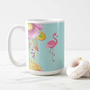 Tasse de café florale de Flamant rose
