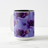 Tasse de café florale de motif de roses pourpres (Devant gauche)