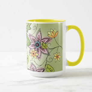 Tasse de café florale de ressort