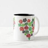 Tasse de café florale de roses verts et rouges (Devant droit)