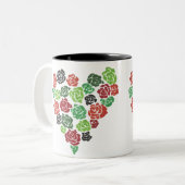 Tasse de café florale de roses verts et rouges (Devant gauche)